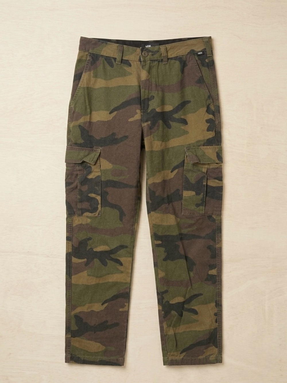 Vans Men's Camouflage Slim Straight Cargo Jeans - Olive/Brown/Black